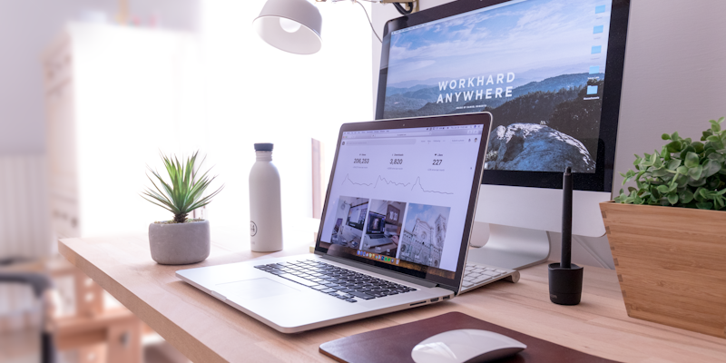 Modern workspace with professional web design